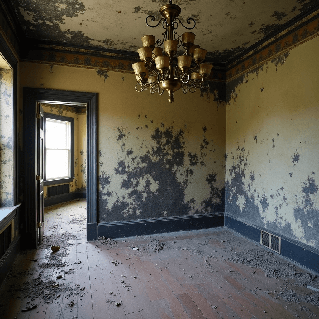A room in a residence with a mold problem